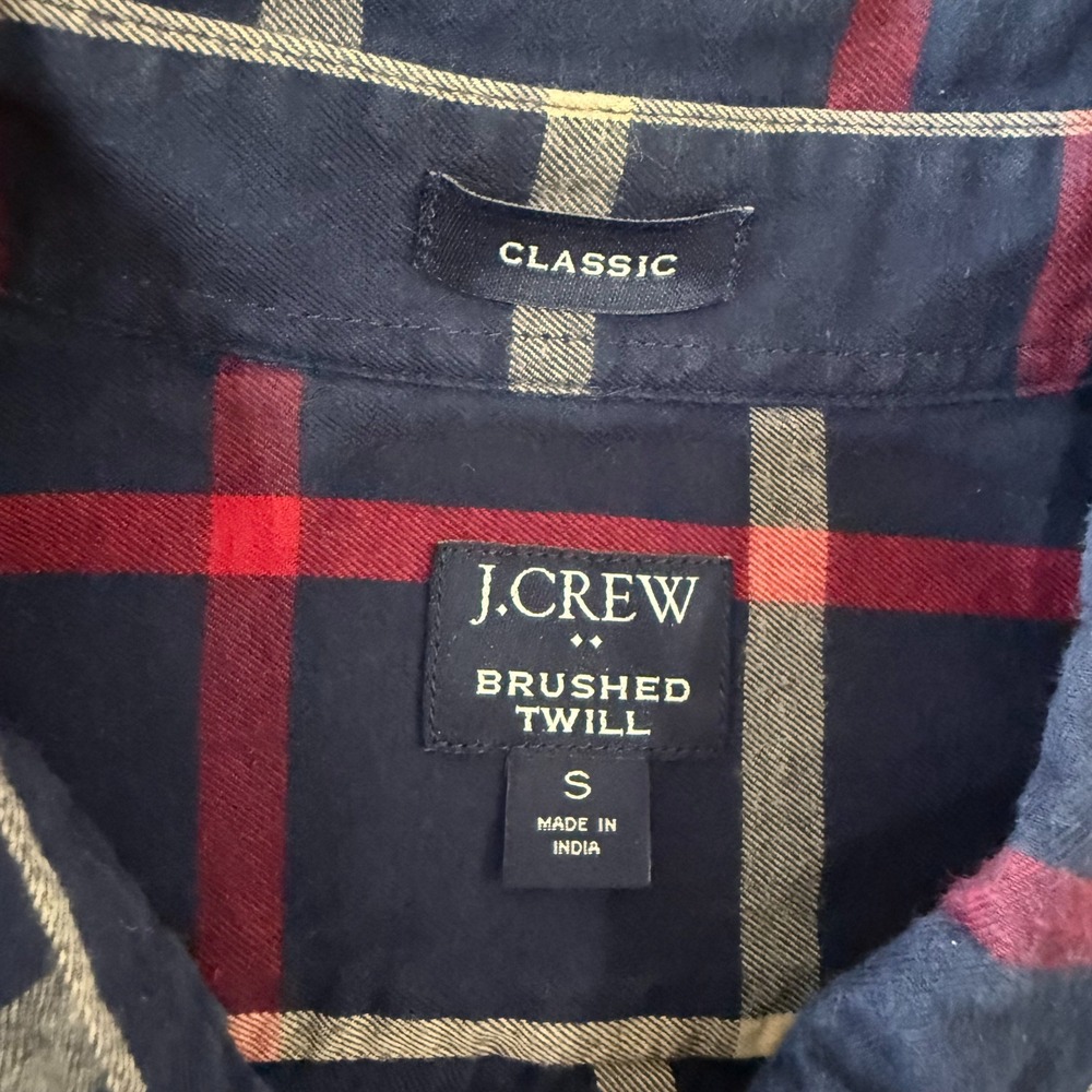 J.Crew Factory Classic Brushed Twill Plaid Button Down Shirt Mens Size Small - Picture 2 of 6